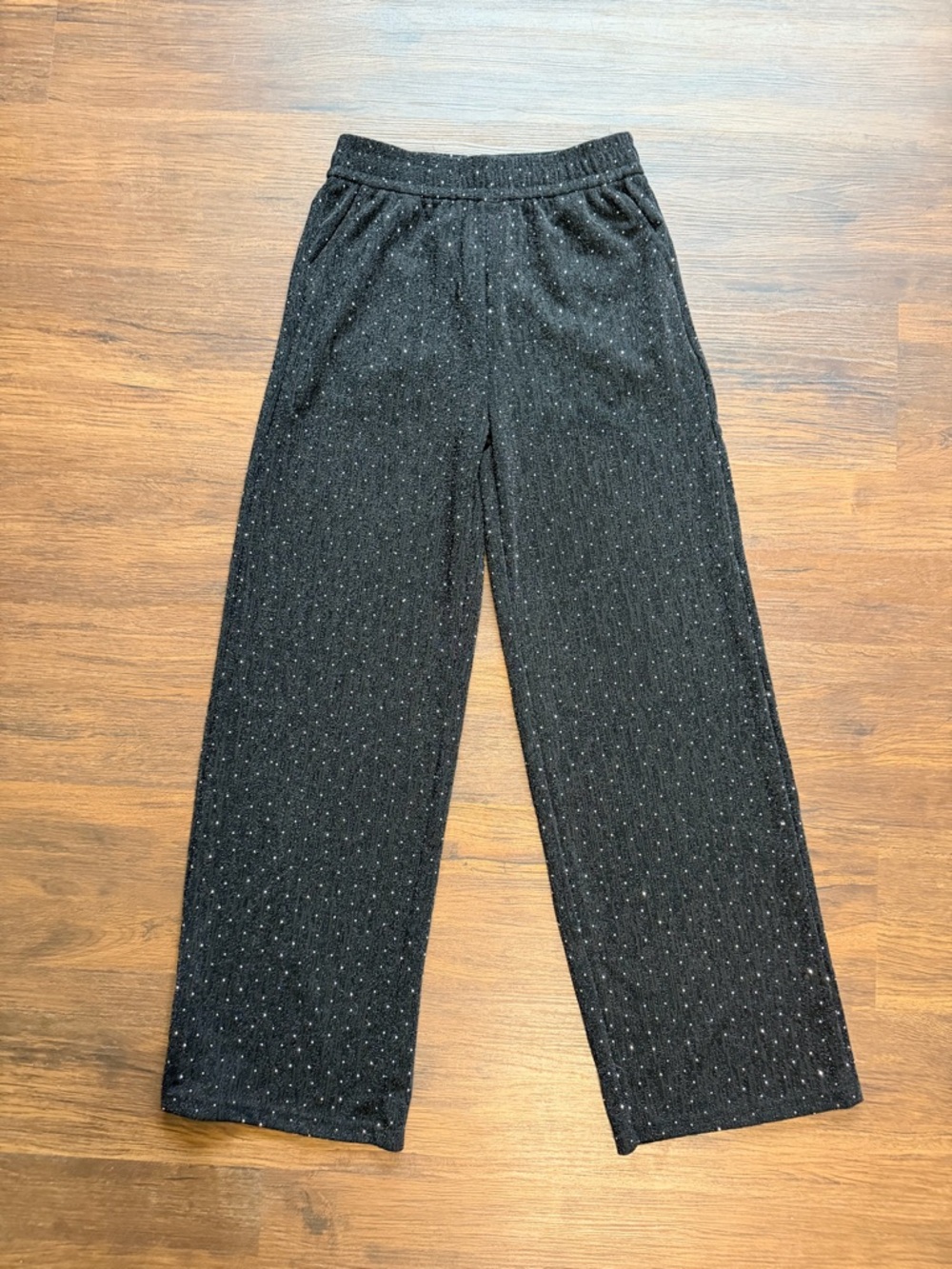 New Look Wide-Leg Stretch Knit Pants with Sparkles